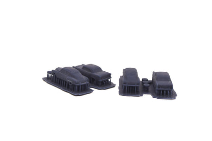 N scale resin cars from the 1950s. Including two 55-57 Chevys and two 51 Chevys