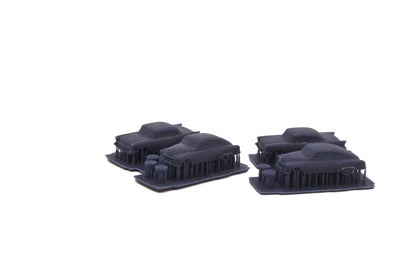 N scale resin cars from the 1950s. Including two 55-57 Chevys and two 51 Chevys
