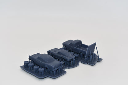 N scale resin Restomods kit including a tri 5 Chevy, Ford pickup, and Corvette
