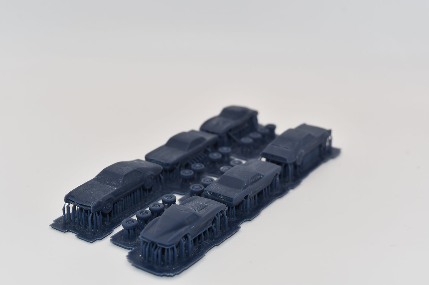 N scale resin cars from the 1960s.  Including a Mustang, Corvette, and Olds