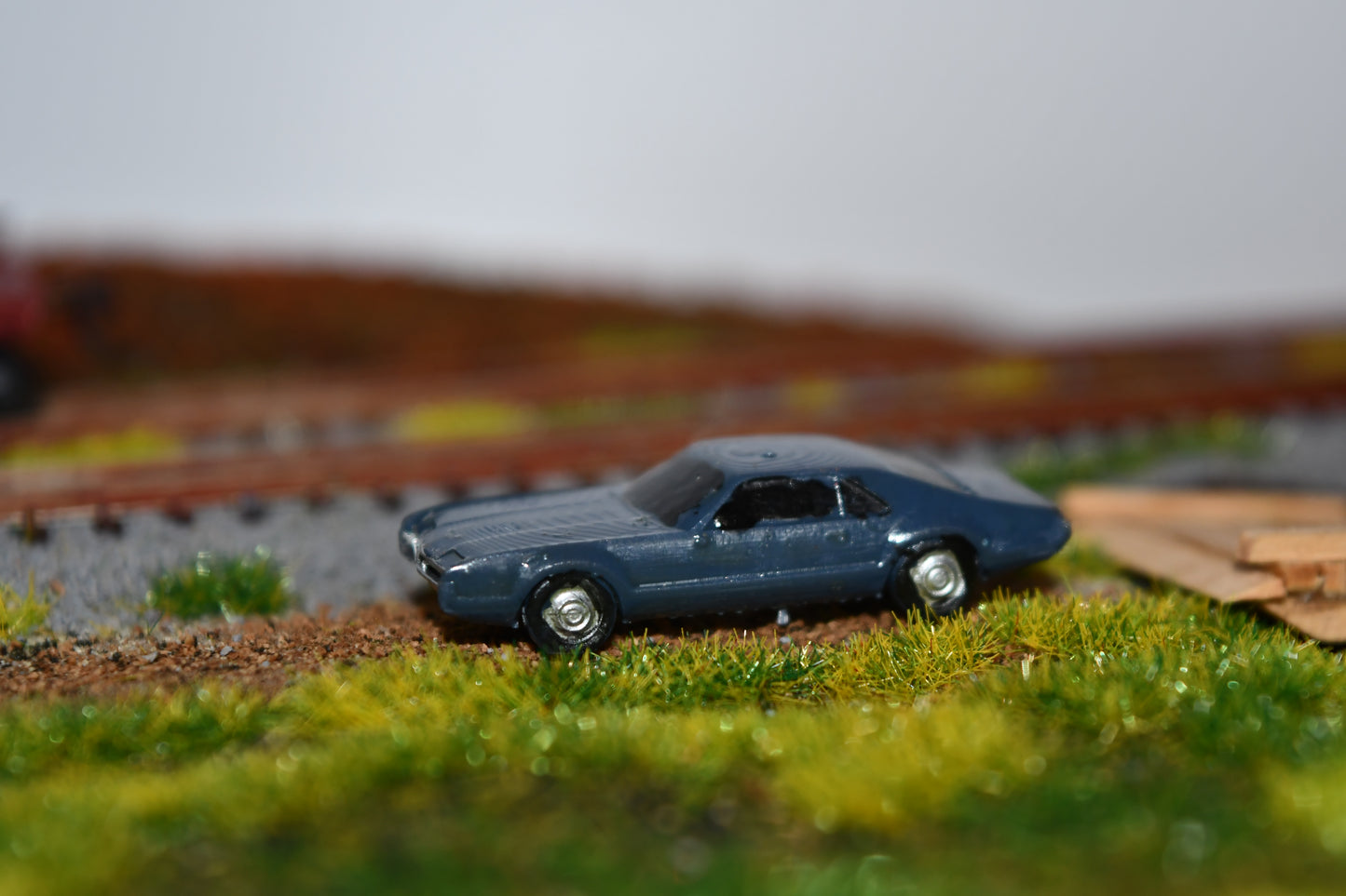 N scale resin cars from the 1960s.  Including a Mustang, Corvette, and Olds