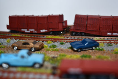 N scale resin cars from the 1960s.  Including a Mustang, Corvette, and Olds