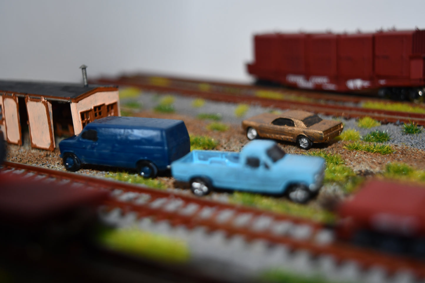 N scale resin cars from the 1960s.  Including a Mustang, Corvette, and Olds