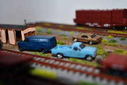 N scale resin cars from the 1960s.  Including a Mustang, Corvette, and Olds