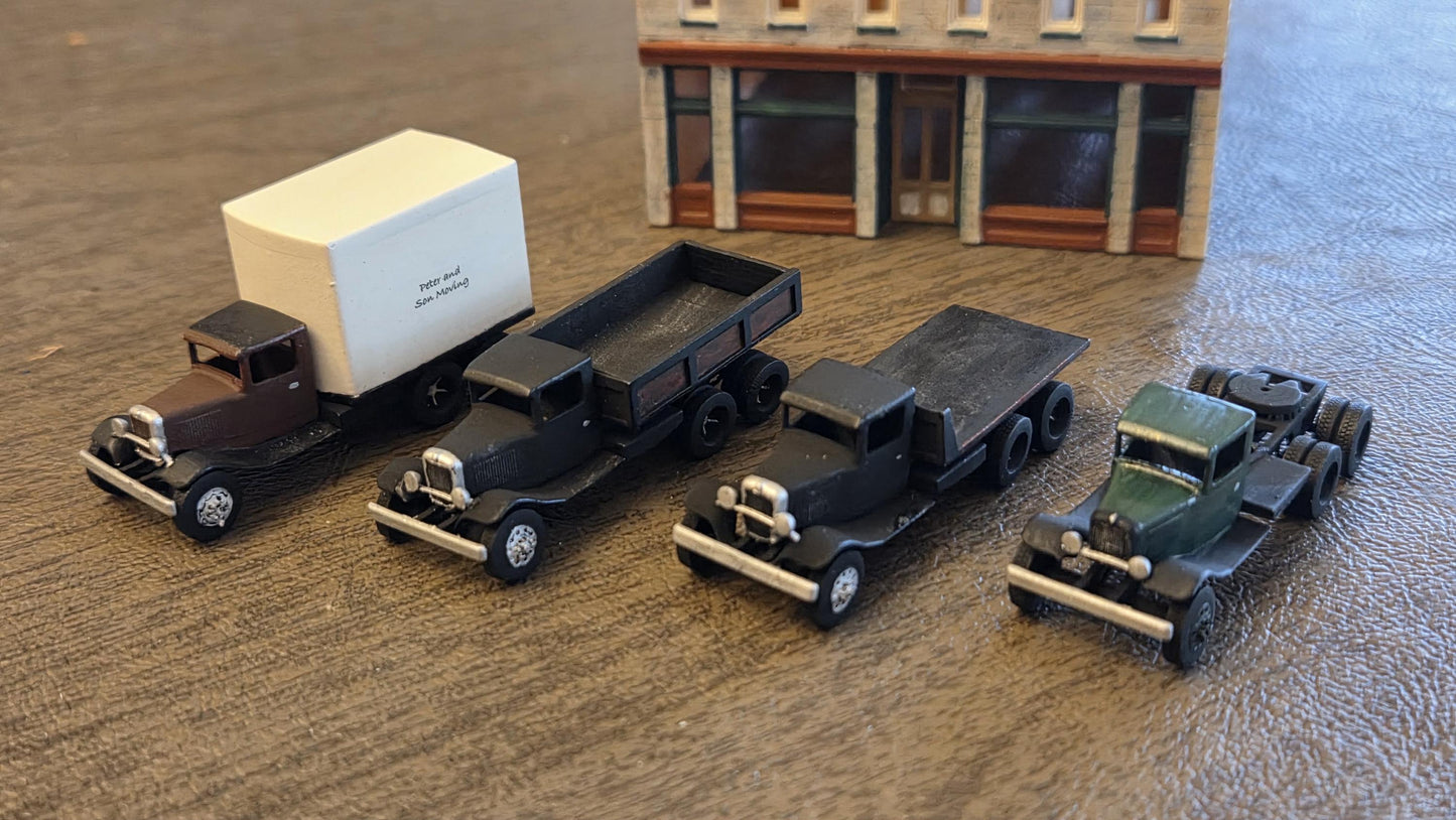N scale1932 Ford flat bed and dump truck kit